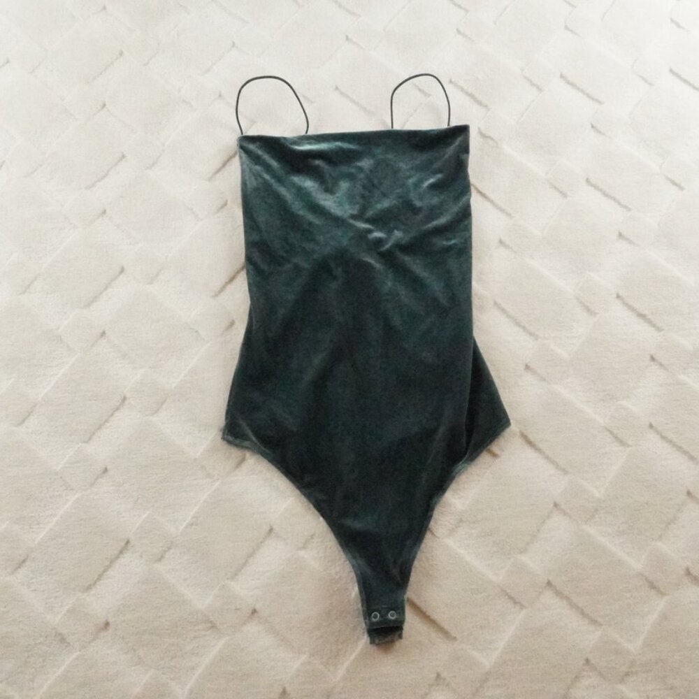 Abercrombie & Fitch Velour Body Suit Womens Medium Green